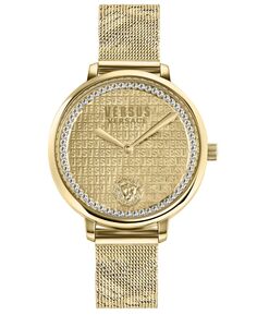 La Villette Женские часы с 2 стрелками, кварцевый механизм и ионное покрытие, браслет цвета желтого золота, 36 мм Versus Versace
