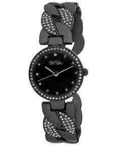 Часы-браслет из черного сплава с переплетенными кристаллами унисекс, 26 мм Bob Mackie, черный