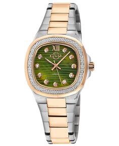 Женские двухцветные швейцарские кварцевые часы с бриллиантами и браслетом IPRG из нержавеющей стали, 33 мм GV2 by Gevril, серебро