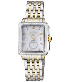 Женские часы Bari Tortoise, швейцарские кварцевые часы с бриллиантами, двухцветный браслет из нержавеющей стали SS IPYG, 34 мм x 30 мм GV2 by Gevril, серебро
