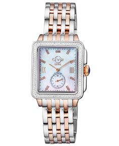 Женские часы Bari Tortoise, швейцарские кварцевые часы с бриллиантами, двухцветные SS IPRG, браслет из нержавеющей стали, 34 мм x 30 мм GV2 by Gevril, серебро