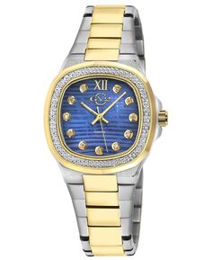 Женские часы Potente из швейцарского кварца с бриллиантами, двухцветный браслет из нержавеющей стали SS IPYG, 33 мм GV2 by Gevril, серебро