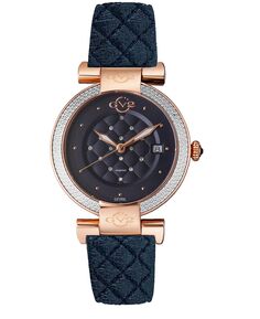 Женские часы Berletta, швейцарские кварцевые часы с бриллиантами, синие, итальянские, с ремешком из искусственной кожи Apple Peel, 37 мм GV2 by Gevril, черный