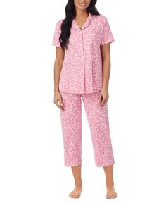 Женский пижамный комплект-капри с зубчатым воротником и принтом Cuddl Duds