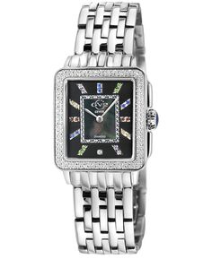 Женские часы Padova из швейцарского кварца с драгоценными камнями и бриллиантами, серебристый браслет из нержавеющей стали, 27 мм x 30 мм GV2 by Gevril, серебро