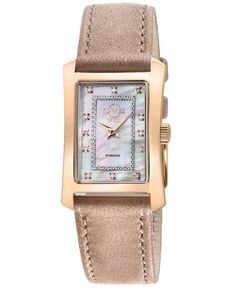 Женские швейцарские кварцевые часы Luino с бриллиантами, светло-коричневые, итальянские часы ручной работы с кожаным ремешком, 23 мм x 29 мм GV2 by Gevril