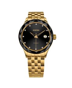 Швейцарские позолоченные женские часы Tiro, 38 мм, черный циферблат Jowissa, черный