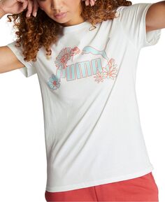 Женская хлопковая футболка Essentials+ с рисунком Puma, белый