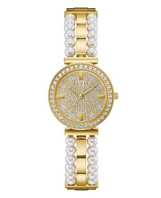 Женские часы-браслет из нержавеющей стали с золотистым блеском, 30 мм GUESS, золотой