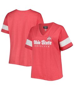 Женская футболка Scarlet Ohio State Buckeyes Plus Size Give It All с v-образным вырезом Profile