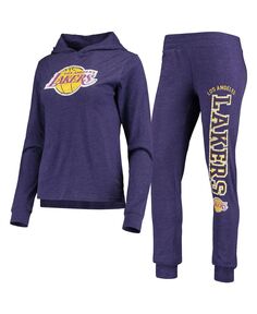 Женский комплект для сна с худи и брюками Los Angeles Lakers фиолетового цвета Concepts Sport