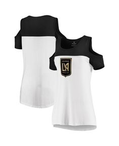 Женская бело-черная футболка с открытыми плечами с фирменным логотипом LAFC Iconic Pure Dedicated Fanatics