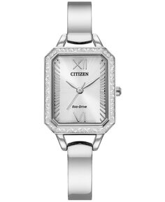 Eco-Drive Женские часы-браслет из нержавеющей стали с кристаллами, 23 мм Citizen