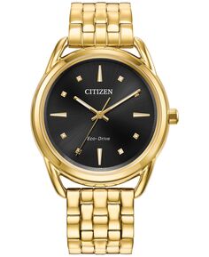 Eco-Drive Женские классические золотистые часы с браслетом из нержавеющей стали, 36 мм Citizen, золотой