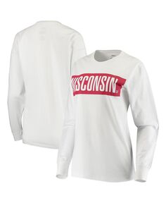 Женская белая футболка с длинным рукавом Wisconsin Badgers Big Block Whiteout Pressbox, белый