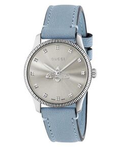Женские швейцарские часы G-Timeless с тонким голубым кожаным ремешком, 29 мм Gucci, синий