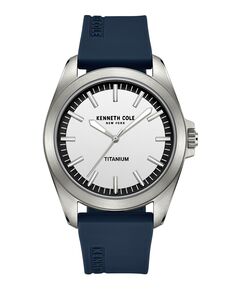 Мужские часы с титановым синим силиконовым ремешком, 42 мм Kenneth Cole New York, синий