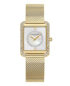 Женские классические золотистые часы с сетчатым браслетом из нержавеющей стали, 30,5 мм Kenneth Cole New York, золотой