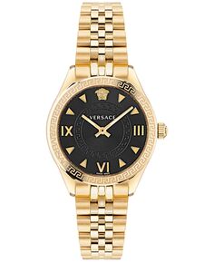 Женские швейцарские часы-браслет из нержавеющей стали с золотым ионным покрытием Hellenyium, 36 мм Versace