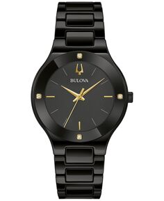 Женские часы Millennia Diamond Accent, черный керамический браслет, 35 мм Bulova, черный