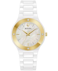 Женские часы Millennia Diamond Accent, белый керамический браслет, 35 мм Bulova, белый