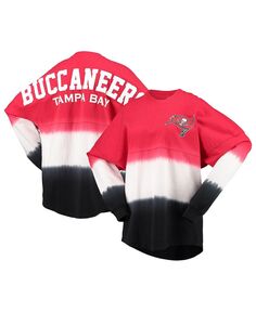 Женская красно-черная футболка с логотипом Tampa Bay Buccaneers с длинным рукавом и омбре Fanatics