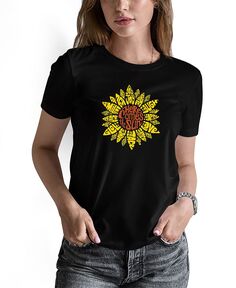 Женская футболка с надписью «Подсолнух» LA Pop Art, черный