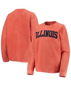 Женский оранжевый Illinois Fighting Illini, удобный вельветовый свитер в винтажном стиле, базовый пуловер с аркой, толстовка Pressbox