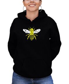 Женская толстовка с капюшоном Bee Kind Word Art LA Pop Art, черный
