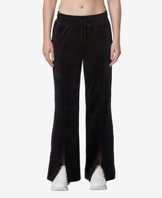 Женские бархатные брюки полной длины с вентиляцией Marc New York, черный