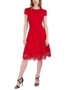 Женское расклешенное платье без рукавов с круглым вырезом Donna Ricco, красный