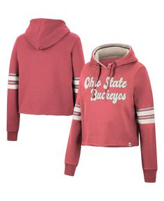 Женский укороченный пуловер с капюшоном в стиле ретро Scarlet Ohio State Buckeyes Colosseum