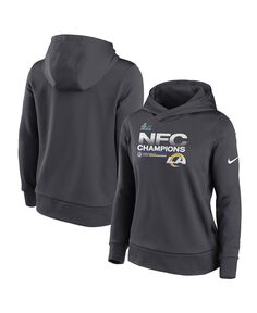 Женский пуловер с капюшоном Los Angeles Rams 2021 NFC Champions Locker Room Trophy Collection антрацитового цвета Nike