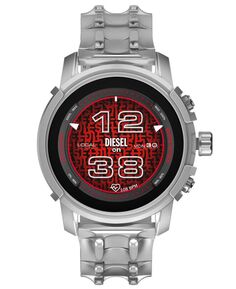 Мужские умные часы из нержавеющей стали с рифленым сенсорным экраном, серебристый браслет, 48 мм Diesel, серебро