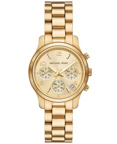 Женские часы-хронограф с золотистым браслетом из нержавеющей стали, 34 мм Michael Kors, золотой