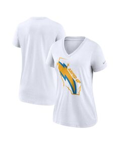 Белая женская футболка с v-образным вырезом Los Angeles Chargers Hometown Collection Tri-Blend Nike, белый