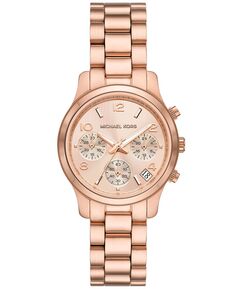 Женские часы-хронограф с браслетом из нержавеющей стали цвета розового золота, 34 мм Michael Kors, золотой