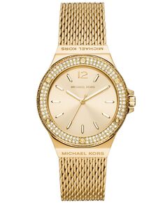 Женские часы Lennox с золотистым браслетом и сетчатым браслетом из нержавеющей стали с тремя стрелками, 37 мм Michael Kors, золотой