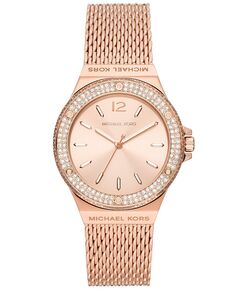 Женские часы Lennox с сетчатым браслетом из нержавеющей стали цвета розового золота и тремя стрелками, 37 мм Michael Kors, золотой