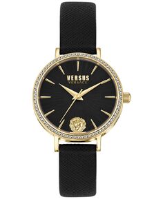 Женские часы Mar Vista с черным кожаным ремешком, 34 мм Versus Versace, золотой