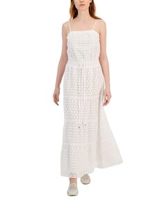 Женское хлопковое платье макси с люверсами I.N.C. International Concepts, белый