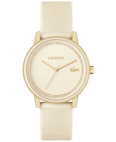 Женские часы L 12.12 Go с силиконовым ремешком цвета шампанского, 36 мм Lacoste