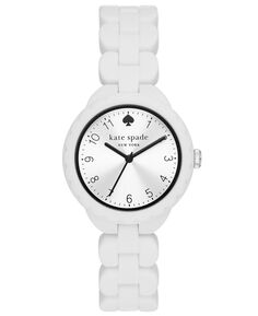 Женские кварцевые белые силиконовые часы Morningside с тремя стрелками, 34 мм kate spade new york, белый