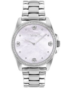 Женские кварцевые часы Greyson серебристого цвета с браслетом из нержавеющей стали, 36 мм COACH