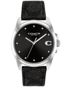 Женские часы Greyson с черным кожаным ремешком, 36 мм COACH, черный