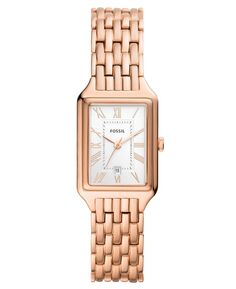 Женские часы Raquel с тремя стрелками и датой, браслет из нержавеющей стали цвета розового золота, 23 мм Fossil, золотой