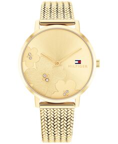 Женские часы 2H из нержавеющей стали с сетчатым браслетом золотистого цвета, 35 мм Tommy Hilfiger, золотой