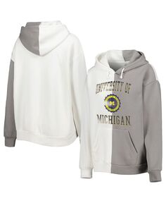 Женский серый/белый пуловер с капюшоном Michigan Wolverines Gameday Couture