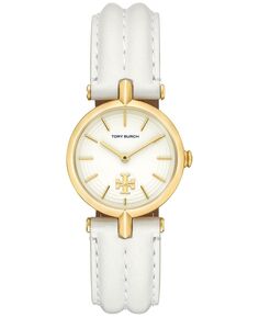 Женские часы Kira с белым кожаным ремешком, 30 мм Tory Burch, белый