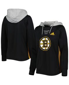 Женский черный пуловер с капюшоном Boston Bruins Skate Lace Primeblue Team adidas, черный